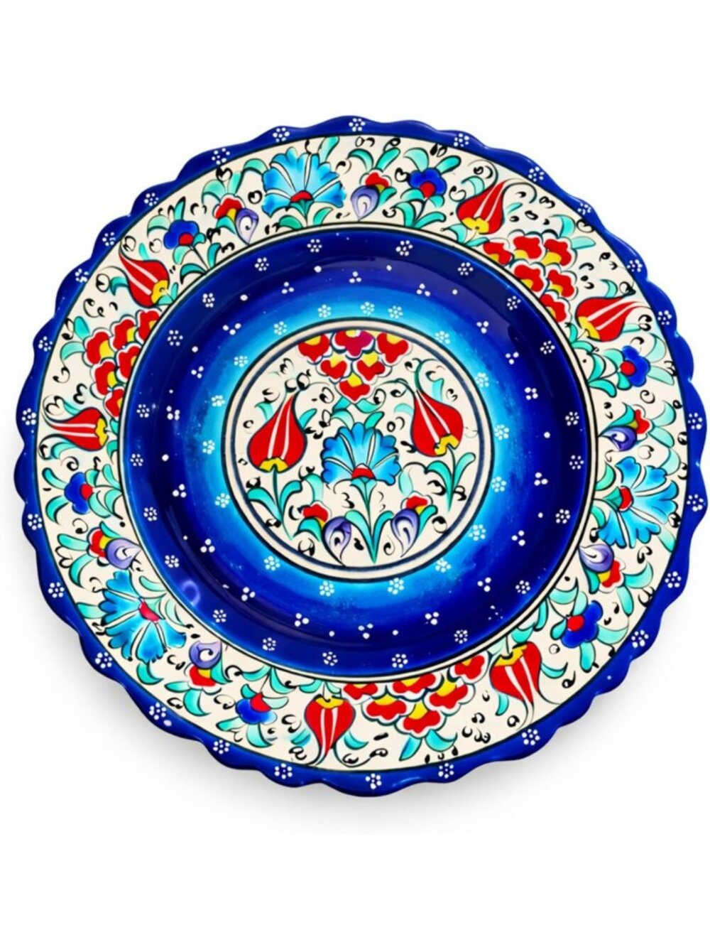 Handmade Turkish Ceramic Decorative Plate 9.85" - Ottoman Floral Wall Art
